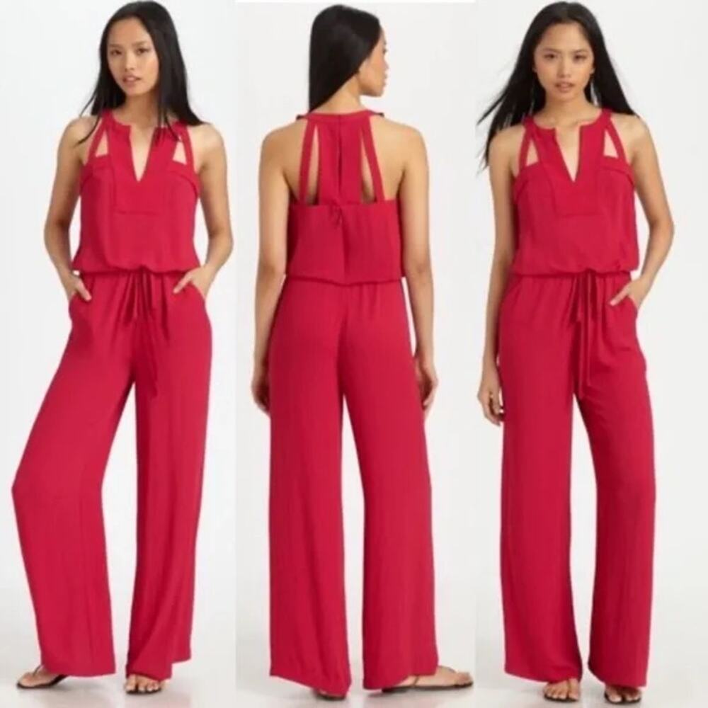 BCBGMaxAzria Red Hot Cut Out Calhoun Jumpsuit Size Small New